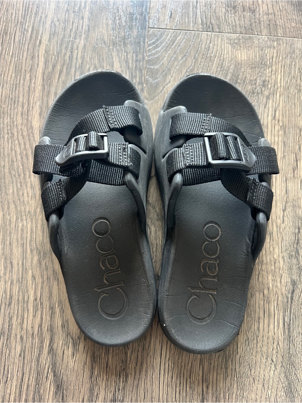 Chaco Kids Black Adjustable Strap Slide Sandals - Size K1